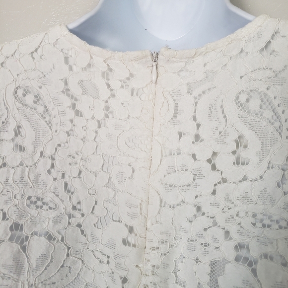 Ellison Women's Large White Lace Lined Short Sleeve Crop Top Blouse Dressy - Picture 5 of 9